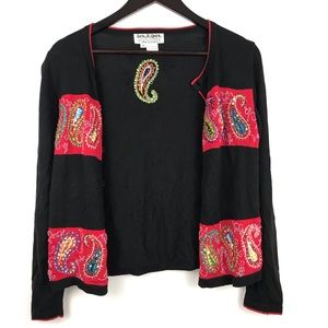 Jack B quick paisley cardigan sweater beaded